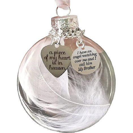 Ornement De Noël - Boule À Plume D’ange - Décoration Mémoire Pour Arbre De Noël Fenêtre Porte - Lot De 1 (1/5)