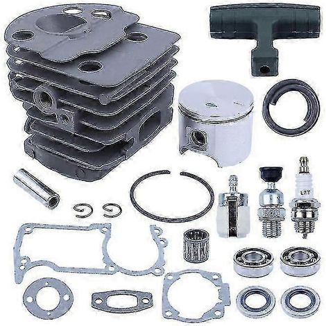 Kit piston 46 mm pour tronçonneuse Husqvarna 55/51 avec joint, joint d'huile, roulement et durite d'essence (1/4)