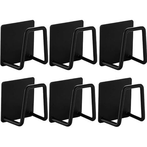 Porte Eponge Evier Cuisine 6 Pcs Support Eponge Evier Cuisine, Porte éponge en Acier Inoxydable, Porte-éponge de Cuisine sans Perçage, Porte-éponges Auto-Adhésifs (Noir) (1/5)