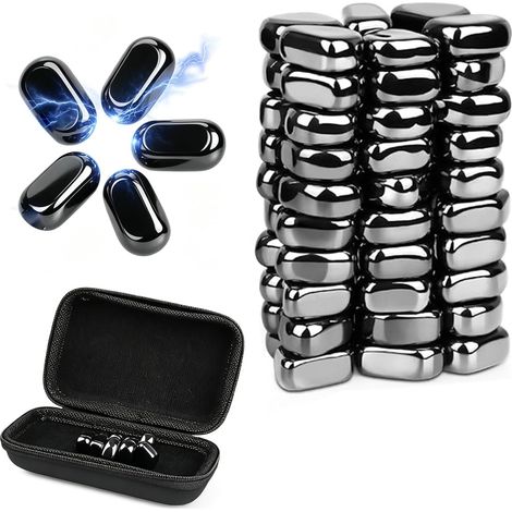 60 Stück Schwarz Irregulär Hämatit Magnete Steine, Magnetsteine Spiel, Magnet Fidget Kluster Magnetspiel Original Erwachsene Puzzle Magnetic Kühlschrank Magnete für Camping Familientreffen Büro (1/5)
