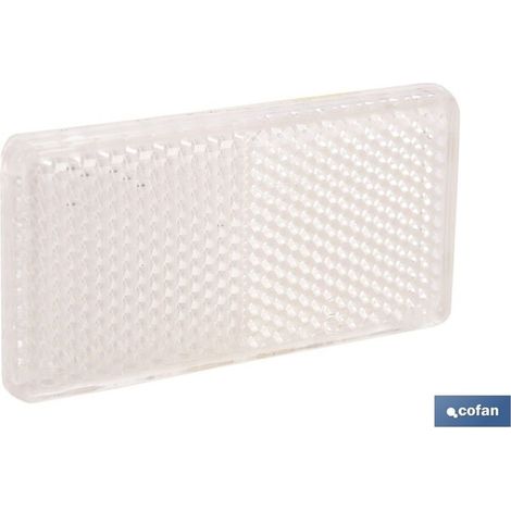 Catadioptrique rectangulaire blanc 71 x 35 mm avec adhésif résistant aux intempéries