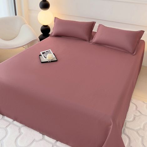 3-teiliges Bettwäsche-Set aus weicher Baumwolle im Instagram-Stil – Bettbezug 220x230 cm + 2 Kissenbezüge, einfarbig dunkles Puderpink, schlichte und elegante Bettwäsche für Schlafsaal oder Zuhause-ls