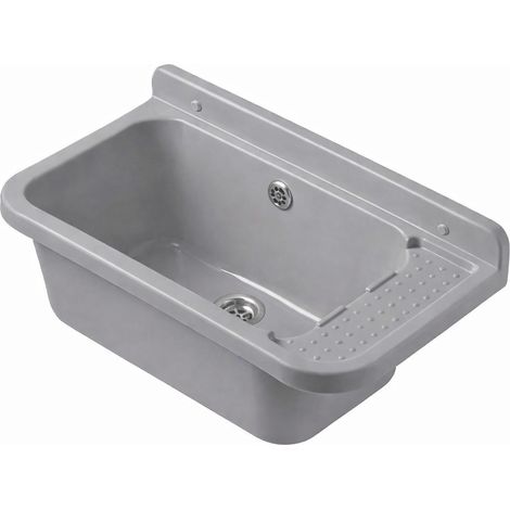 Evier / Poste d’eau en polypropylène gris  Robuste  Intérieur et extérieur  60 cm