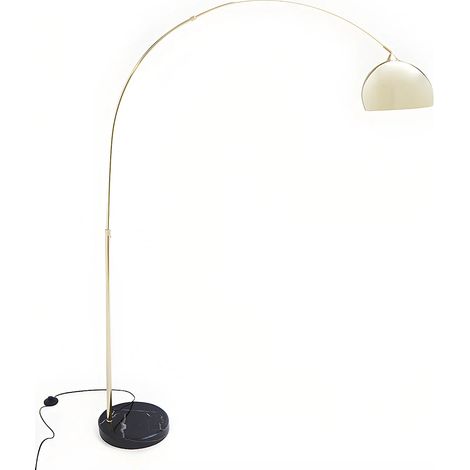 Grand lampadaire arc - Métal et marbre - H. 180 cm - Doré - OMBRAGE (1/4)