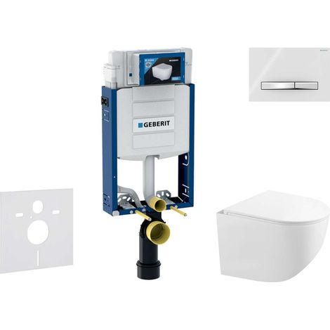 Geberit Kombifix - Set Vorwandelement, Kompakt-WC-Gaia mit Softclose-Sitz und Sigma50-Betätigungsplatte, Chrom/Alpinweiß SANI15CA3129