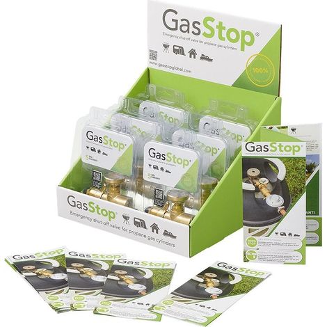 Valvula de cierre de emergencia gasstop para bombonas de gas propano se 0885 ngo lh pol g10 6p en caja expositora