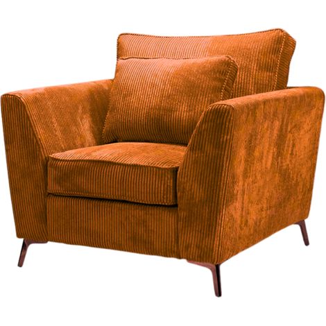 Fauteuil Isla velours côtelé ambre