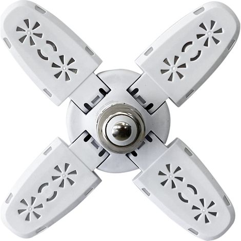 Plafonnier LED Garage 38W 6000LM 6500K - 4 Panneaux Réglables E27/E26, pour Atelier, Entrepôt, Intérieur/Extérieur (1/5)
