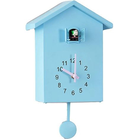 Orologio a cucù - Decorazione da parete - Blu - Con suono di cucù - Casetta per uccelli - Orologio a cucù moderno (1/5)