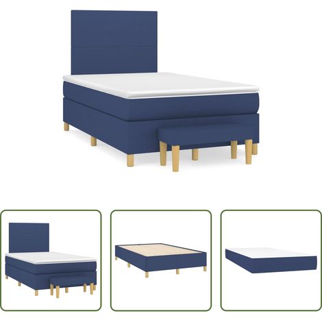 Matelas à ressorts ensachés - Sommier à lattes de lit avec matelas bleu 120x190 cm tissu (1/5)