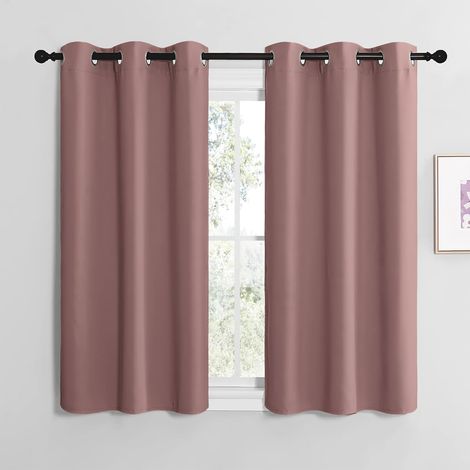 Décoration de Petite Fenêtre, Rideau Occultant Rose Opaque à Oeillets Decoration pour Chambre Cuisine Salon, Largeur 107 sur Hauteur 120cm, Haricot Rose, 2 Pièces (1/5)