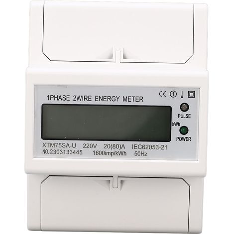 Stromverbrauchsmesser, Strom- und Spannungsmesser, 1-phasig, 4-polig, LCD-Anzeige, DIN-Schienenmontage (1/5)