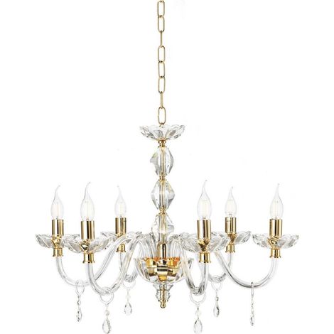 Lampada a sospensione 6 luci - cristallo e vetro D70 cm BRIGIDA (1/3)