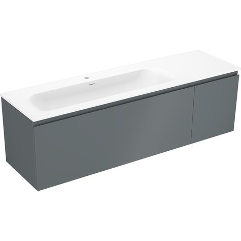 Mexen Orio meuble de salle de bain 160 cm avec lavabo Vela gauche, 1S, 1D, graphite mat/blanc mat - 91A13-16047-3-BBFF66-W23L01 (1/5)