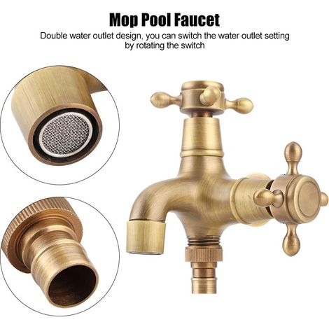 Robinet mural jardin double sortie – Laiton massif, filetage G1/2 – Pour machine à laver ou arrosage extérieur (1/5)