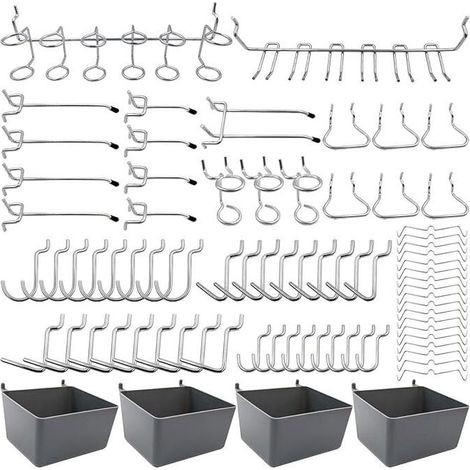 Porte-outils de Crochets pour Panneaux Perforés avec Bacs, Verrous à Chevilles, pour Organiser Divers Outils, 80 pièces (1/5)