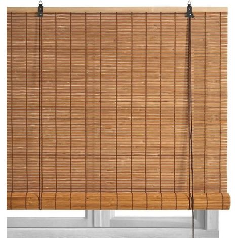 Store enrouleur retrousser de fenêtre en bambou,store à rouleau aveugle - Longueur 180 x Profondeur 160 x Hauteur 2.5 cm (1/4)