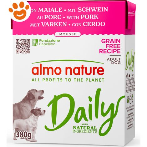 Almo Nature Dog Daily Grain Free Tetra Recart Mousse con Maiale - Confezione 380 Gr -