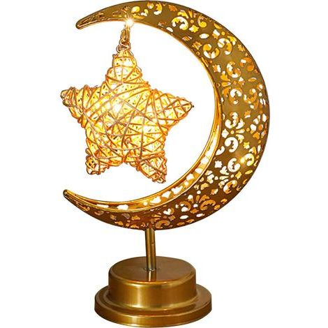 Lampe de Noël en forme d'étoile et de lune, veilleuse LED décorative fonctionnant sur USB et piles, idéale pour Noël, le Ramadan et l'Aïd. Lumière chaude et décorative pour la table, la chambre et les (1/4)