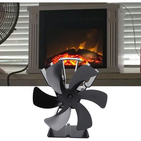 Ventilateur de cheminée, ventilateur thermique, chauffage au poêle à pétrole, poêle à bois, ventilateur thermique auto-générateur, noir (1/5)