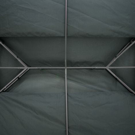 Abri pergola double toit 4x3 m anthracite polyester avec 10 évents d'évacuation d'eau et sangles de fixation (1/5)