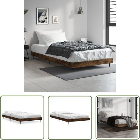 The Living Store Cadre de lit sans matelas chêne fumé 100x200 cm bois ingénierie - Cadre De Lit - Lit Double - Lit En Bois - Lit Design - Literie (1/5)