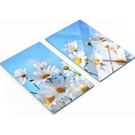 Tableros decorativos multifuncionales de vidrio templado con dise帽o de margarita, 2x30x52 cm.