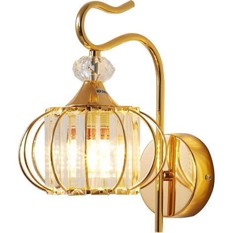E27 Moderne minimalistische Wandleuchten, Wandleuchte mit klarem Kristalllaternen-Design, Wandleuchte für Flur oder Schlafzimmer (Gold)