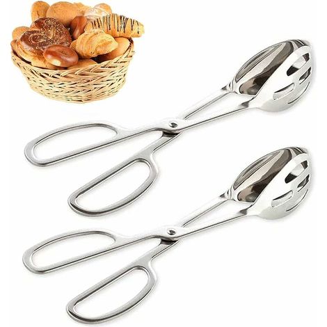 2 Pince de Cuisine, Clip creux double face Pinces pour Barbecue en Acier Inox,ustensiles de cuisine pince à buffet d'hôtel pince à nourriture satisfait la Plupart des Restaurants,Bars(25.4cm) (1/5)