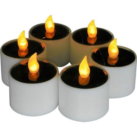 6er-Set LED-Kerzenlichter, flammenlose Kerzen, realistisch und hell, solarbetrieben, elektrische Kunstkerzen für Partys, Geburtstage, Hochzeiten und Weihnachten (1/5)
