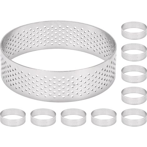 10 x Stainless Steel Fruit Quiche Cake Mousse Rings with Holes 7 cm (1/5)