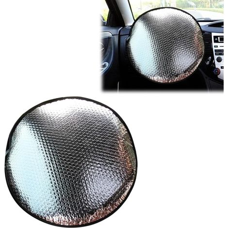 2 fundas de papel de aluminio para volante, borde de tela de poliéster de 40 cm, protección solar y contra el calor para el volante. (1/5)