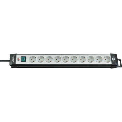 Brennenstuhl 1951500100 Multipresa con interruttore 10 scomparti Nero, Grigio luminescente Schuko 1 pz.