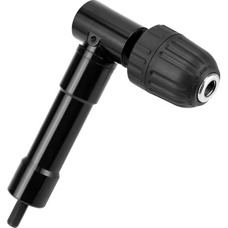 Mandrin à Angle Droit 90° Auto-Serrant (Sans Clé) - Adaptateur de Perçage pour Visseuse/Perceuse - Plage de Serrage 0.8-10mm - Mandrin Universel en Métal avec Poignée Antidérapante (1/5)