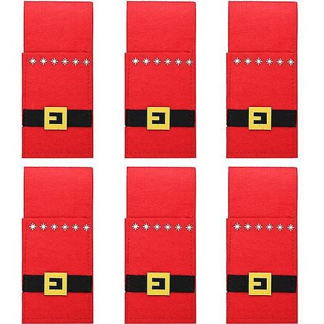 6-teiliges Set Weihnachtsbesteckbeutel für die weihnachtliche Tischdekoration