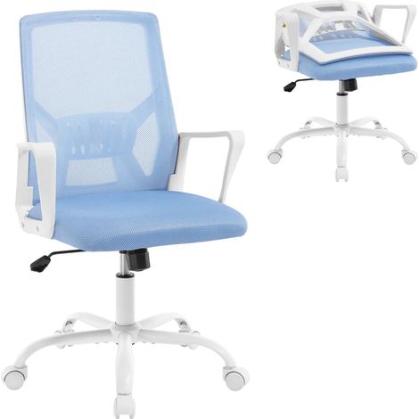 Chaise de bureau pliante avec dossier ajustable en maille, bleu (1/5)