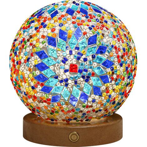 Nachttischlampe aus Mosaikglaskugel, Nachtlicht, dekorative Retro-Globuslampe, geeignet für Schlafzimmer, Wohnzimmer, Arbeitszimmer, Esszimmer (1 (1/3)