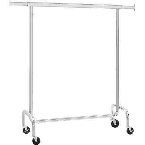 Percha de metal macizo cromado con ruedas, color plata. (1/4)