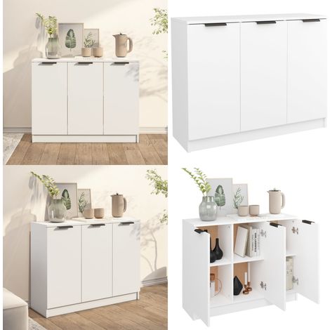 Buffet Blanc 90,5x30x70 cm Bois d'ingénierie - Buffet - Armoire - Meuble De Rangement - Mobilier - Cuisine - Home & Living (1/5)