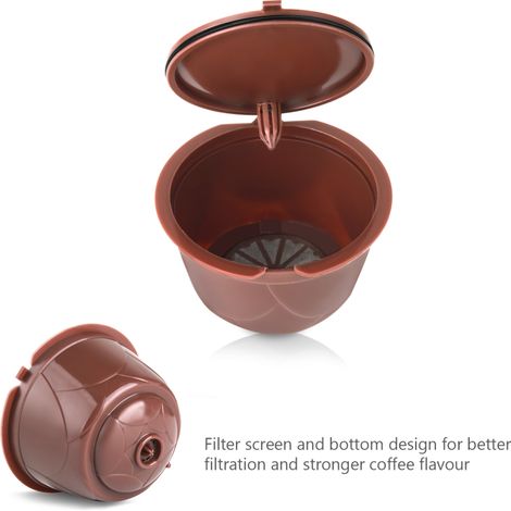 Lot de 3 capsules de café réutilisables et rechargeables compatibles avec Dolce Gusto, avec brosse de nettoyage. Cadeau idéal pour les amateurs de café. (1/5)