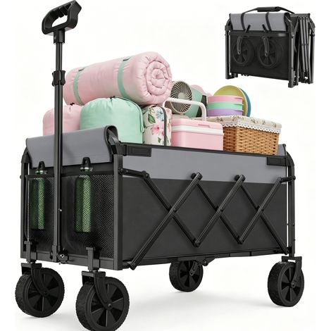 Carro plegable 74x46x96,5 cm de acero negro, 100 kg, ahorro de espacio - MEUBLIV (1/5)