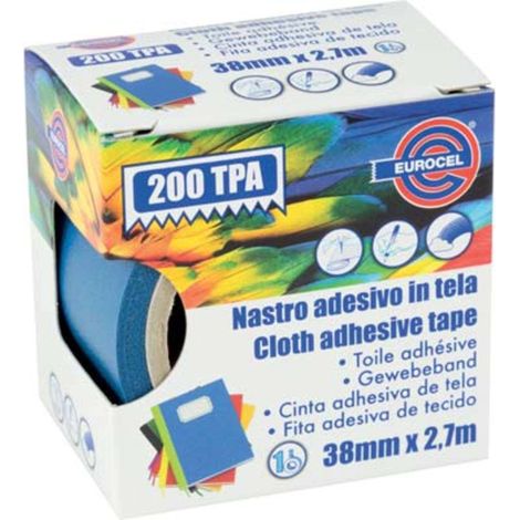 NASTRO ADESIVO TELATO 200 TPA EUROCEL - BLU MM 38 ML 2,7 - 4 pezzi