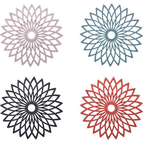 Fleurs Tapis Dessous Plat Silicone Dessous Plats Silicone Anti-DéRapant Isotherme Flexible Durable AntidéRapant Pour Pots,PoêLes,Assiettes,Verres,Bols Et Vases(8 PièCes,DiamèTre 19 Cm) (1/5)