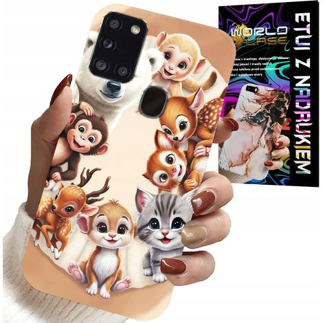 Custodia per Samsung Galaxy A21s - retro per bambini con animali della foresta (1/5)
