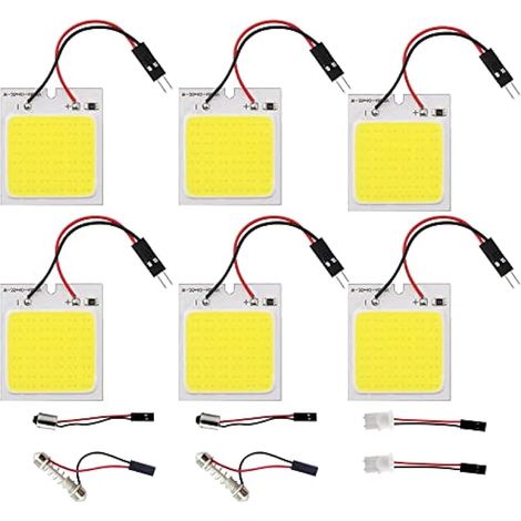 6 pcs Super Lumineux Blanc économie D'énergie 5050 48-SMD LED Panneau Dôme Lampe Auto Voiture Intérieur Plaque de Lecture Lumière Plafond de Plafond Intérieur Filaire Lampe (DC 12V) (1/2)