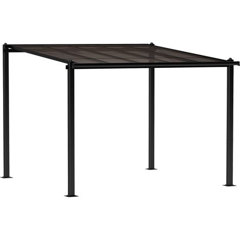 Pergola Freilenbach Extérieur Polycarbonate Anti-UV Gris Foncé 3x3m Étanche (1/5)