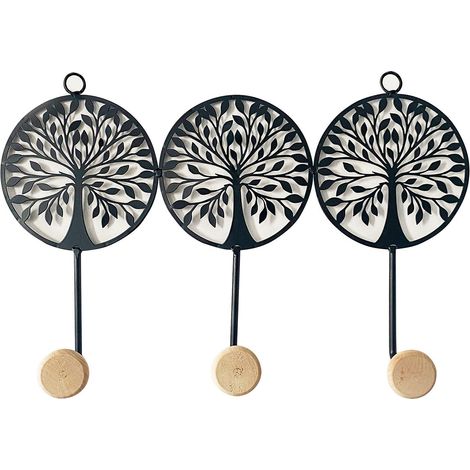 Signes Grimalt Cuelgallaves Adorno Pared  Percha Árbol De La Vida 3 U Percheros Negro 24x6x39cm 28666 (1/3)