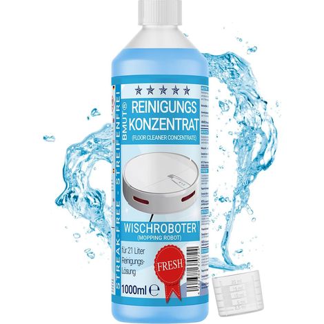 1 x 1000 ml de nettoyant concentré pour robot laveur avec parfum frais et gobelet doseur Sans traces & bras mousse Raclette d'aspiration Nettoyeur de sol (1/5)