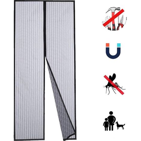 XYDZ Magnetic Mosquito Net Door, Automatic Closing Without Drilling Easy To Install Insect Repellent Curtain For Door Patio Hallways Keeps Out Mosquitoes (100x210cm, Black) (1/5)