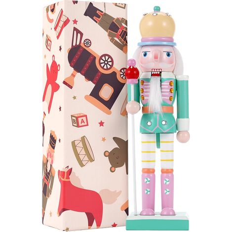 Décorations de Noël Casse-Noisette 10", Figurines Traditionnelles en Bois Soldat, Poupée de Noël Festive à Collectionner, Cadeau pour Table Bureau Cheminée (1/3)